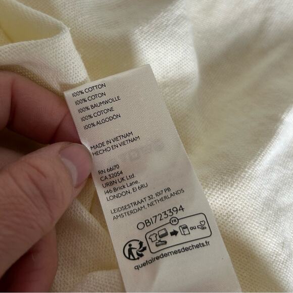 NWT Free People Cream Distressed Short Sleeve Crew Neck 100% Cotton T Shirt XS - Picture 9 of 9